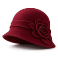 UancNer™ Bordeaux Rose Wool Cloche Hat