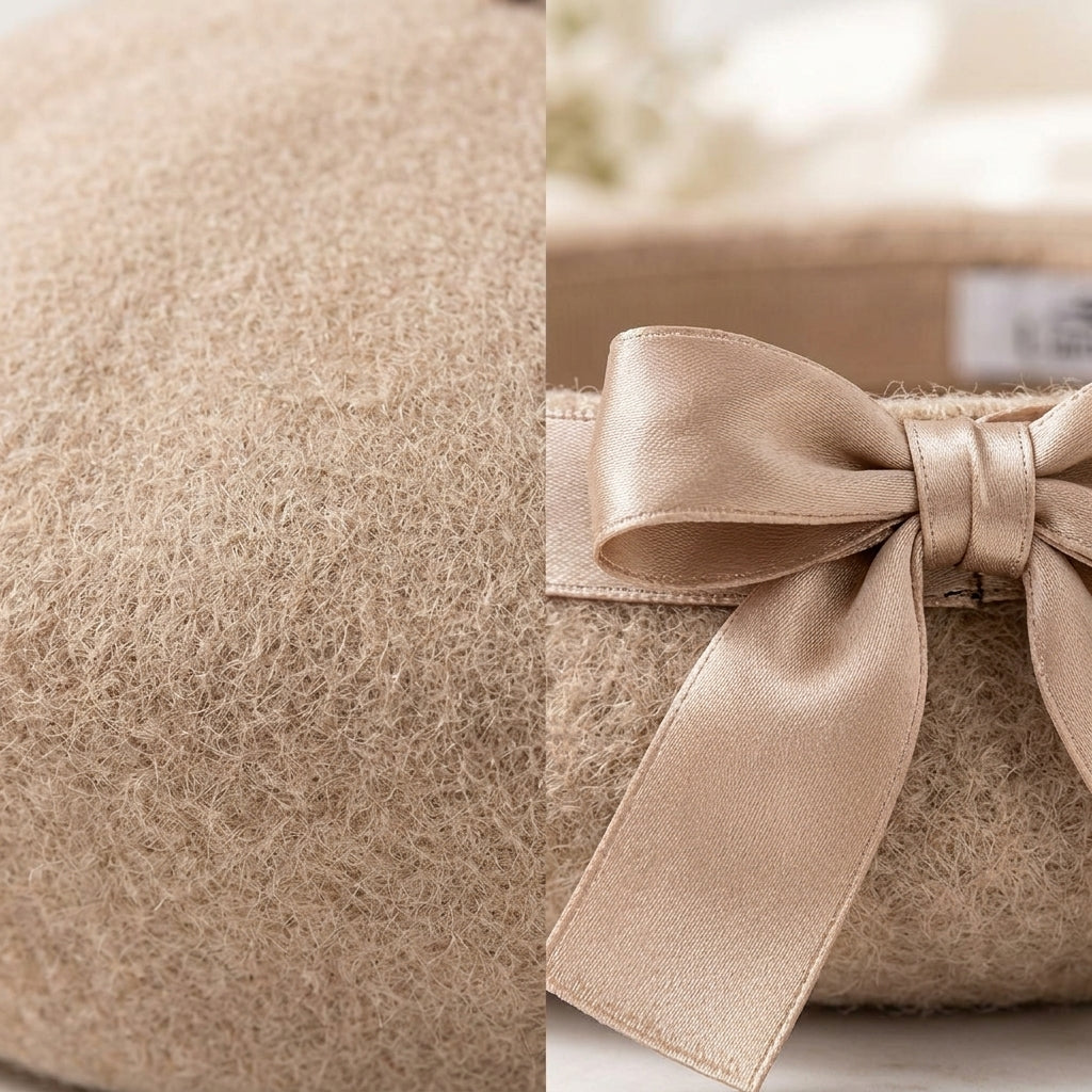 UancNer™ Champagne Bow Wool Beret