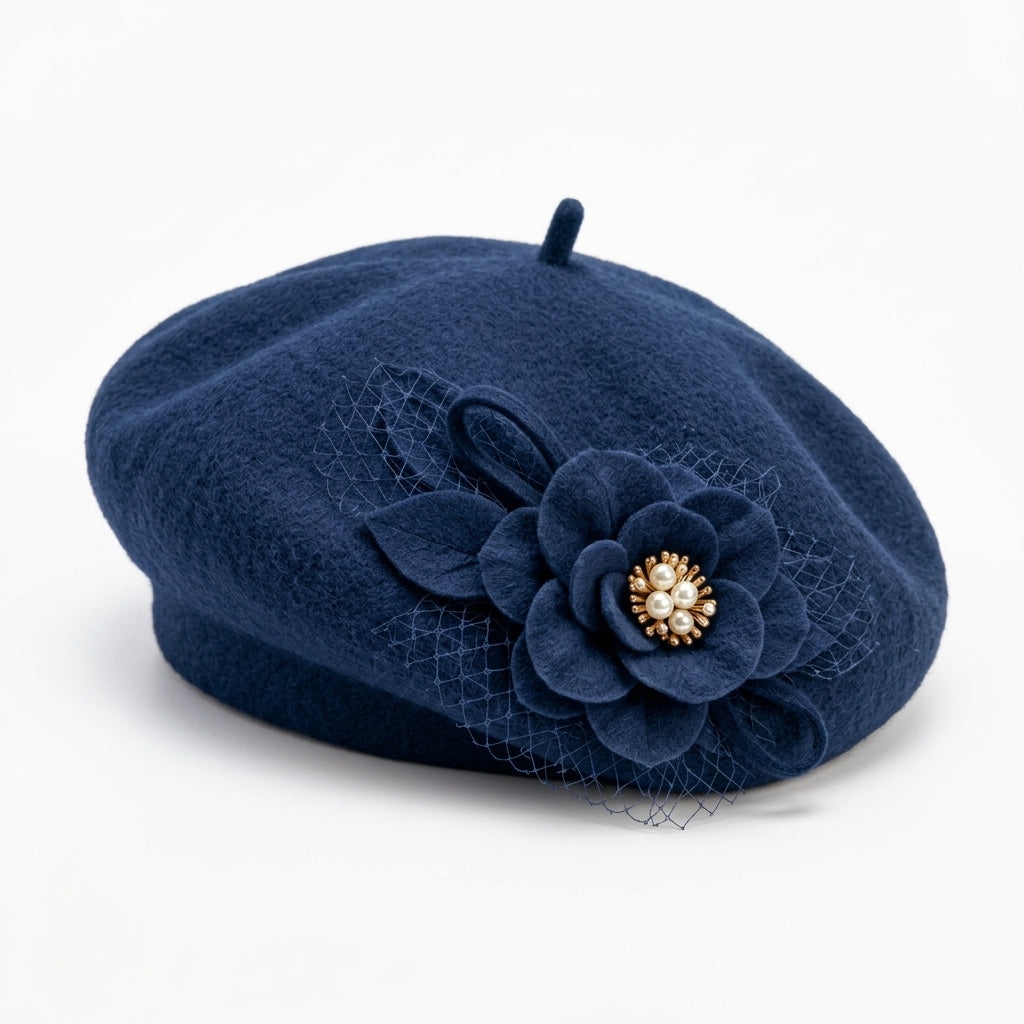 UancNer™ Blush Floral Veil Beret