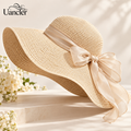 UancNer™ Champagne Organza Wide-Brim Sun Hat